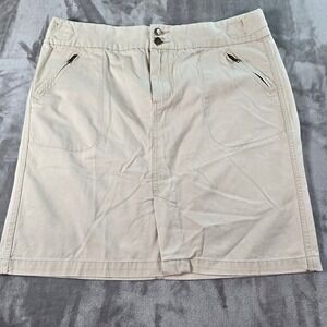 Vtg Mossimo Y2K Beige Cotton Blend Skirt Size 15 A Line Utility Casual‎ Career